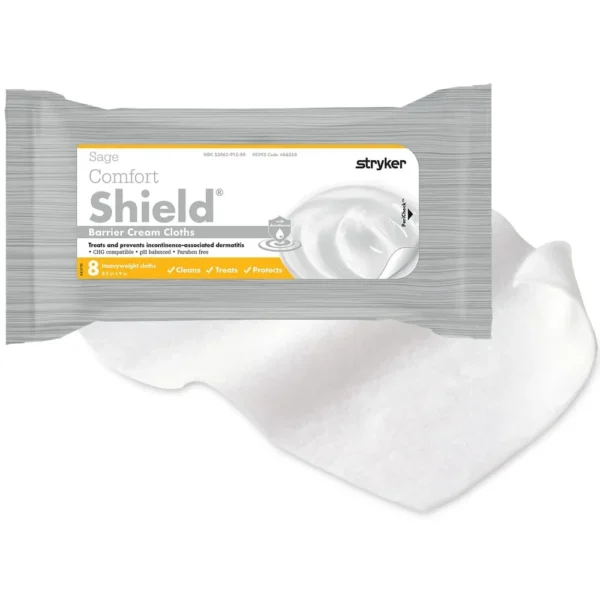 Sage Comfort Shield Barrier Cream Cloths 8 Wipes /Pack (7905)