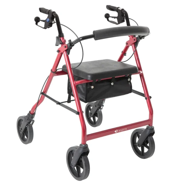 Aspire Deluxe Seat Walker, Rollator (Red / Blue)