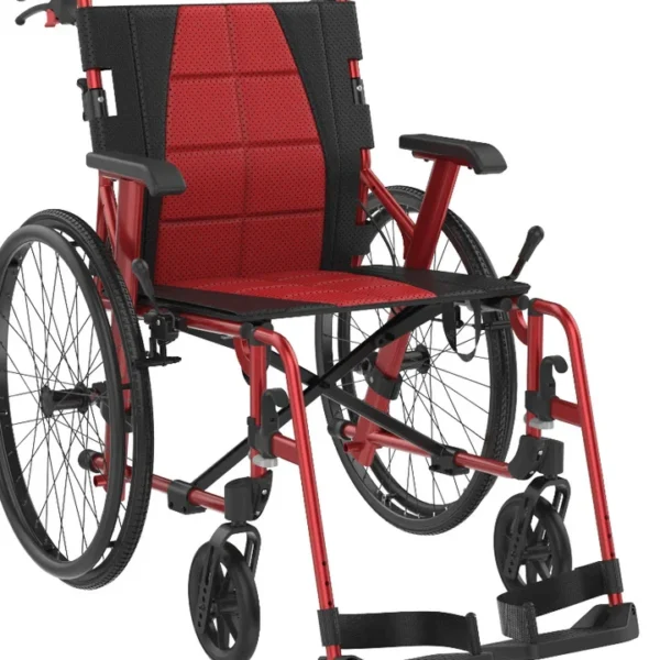 Aspire Socialite Folding Wheelchair, Self Propelled (Silver / Red)