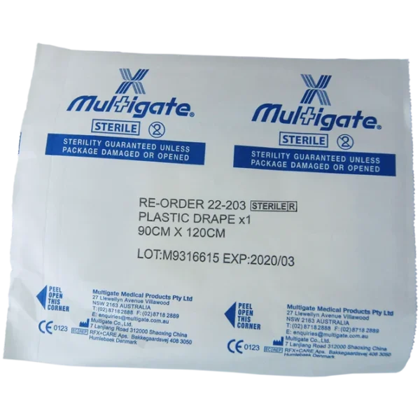 Multigate Recyclable Plastic Drape Sheet, Sterile, 120 x 90cm - Each
