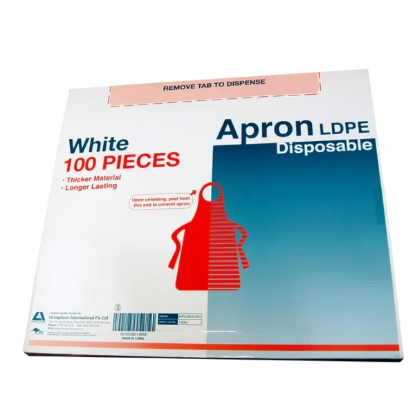 Apron, 85 x 150cm, Recyclable LDPE, Bib Type, White, 100 per Dispenser Box