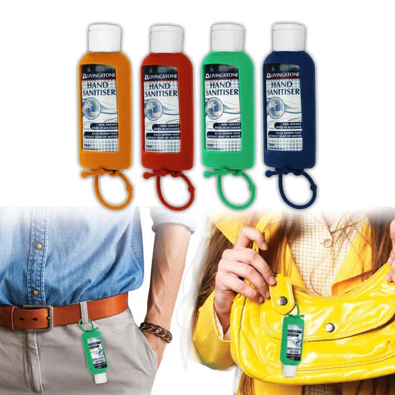 2026-03-01-69a3da7a8723f.webp Antibacterial Hand and All-Purpose Sanitiser Gel 75pct Ethyl Alcohol, 70ml, with Jelly Wrap Green Silicone Hanging Strap - Each - Image 1