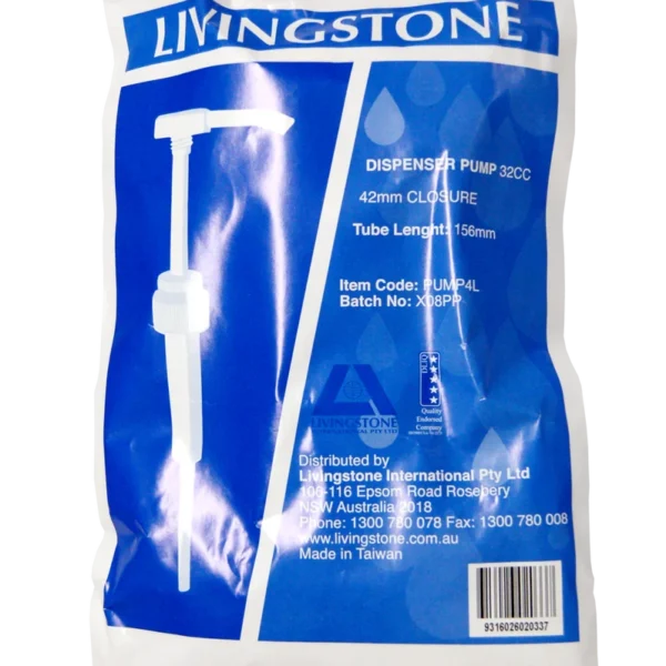 High Output Liquid Dispensing Pump, 32ml Capacity, 42mm Neck Closure, 15.6cm Tube Length, Each