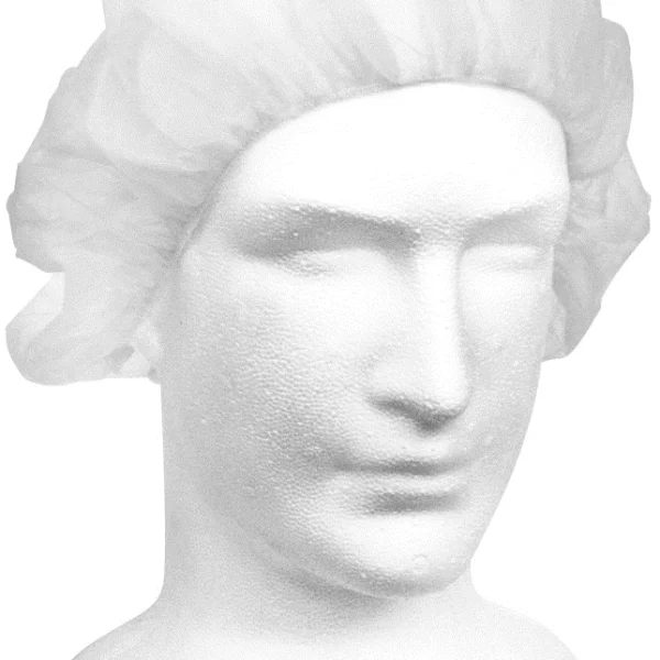 Disposable Bouffant Hairnet Cap, White, Nonwoven, Latex Free, Double Elastic, 21 inches, 1000 per Carton