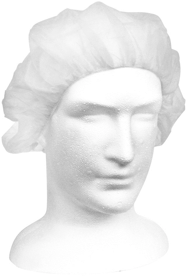 2026-03-01-69a3e65630b17.webp Disposable Bouffant Hairnet Cap, White, Nonwoven, Latex Free, Double Elastic, 21 inches, 1000 per Carton - Image 1