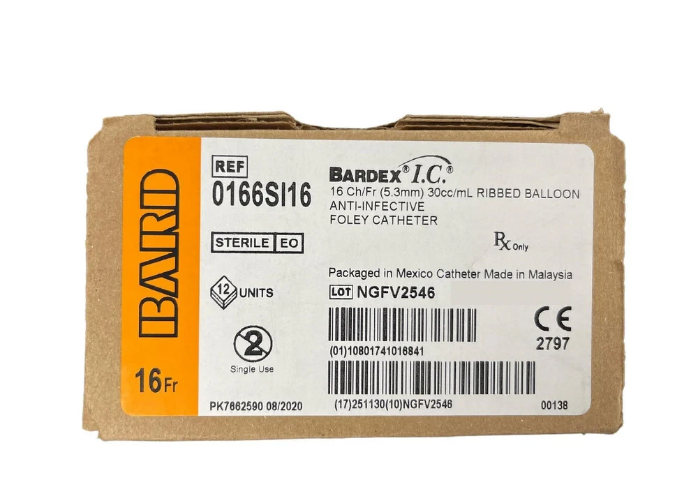 2026-03-02-69a5c2d58facb.webp Bardex Ic Catheter 16G Male 30Cc Foley 2-Way Round Latex 43Cm Grey Silver Coated 2-Way (0166SI16) - Image 1