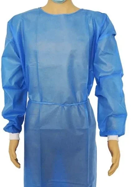 Gown, LEVEL 2 Impervious Isolation Cover Gown Blue, Knit cuff, Dental, Medical, 45 GSM, TGA Registered, Waterproof, 100 Pcs/bag