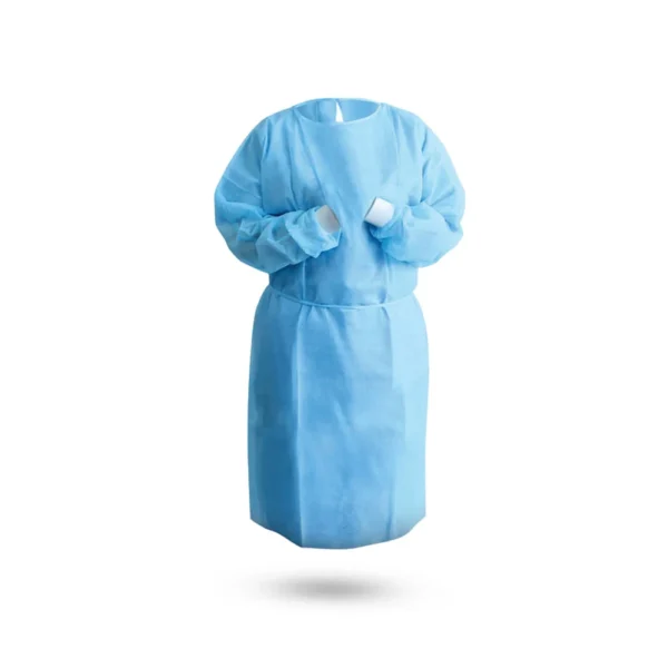 Gown LEVEL 2 Impervious Isolation Cover Gown Blue, Knit cuff, Dental, Medical, 45 GSM, TGA Registered, Waterproof, 100pc/box