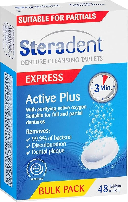 2026-03-04-69a857404406c.webp Steradent Active Plus Denture Cleanser Tablets, Pack of 48 - Image 1