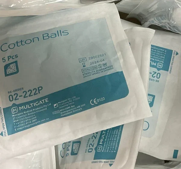 Multigate Cotton Wool Balls Sterile (PKTx5) (02-222p) - 700packs