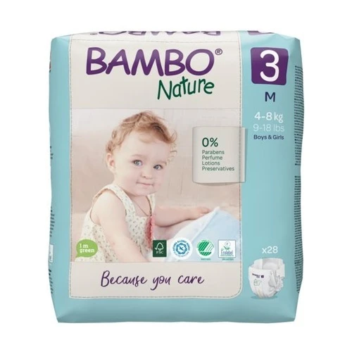 2026-03-05-69a88dbe8cc25.webp Bambo Nature Nappies Size 3 (M) 4 - 8KG Pack of 28's - Image 1