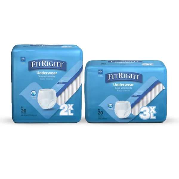 Medline FitRight Bariatric Disposable Underwear, 2XL / 3XL, 1 Ctn (4 x 20/pack) - All Sizes