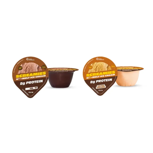 Flavour Creations Screamies No Melt Protein (8g) Ice Cream 120gm Cup, Box of 36 - All Flavours