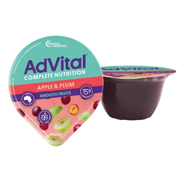 Flavour Creations AdVital Nutritionally Complete Smooth Fruits Apple and Plum 120g, Box of 36 (NCSF-AP)