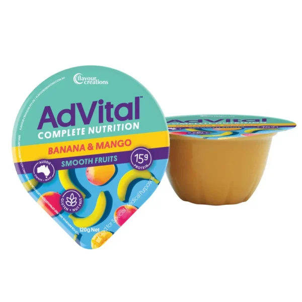 Flavour Creations AdVital Nutritionally Complete Smooth Fruits Banana and Mango 120g, Box of 36 (NCSF-BM)