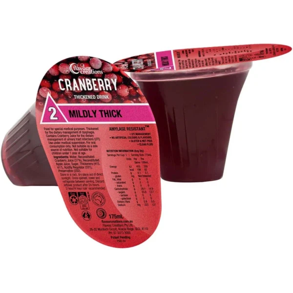 Flavour Creations Cranberry Drink 175mL Level 2 Mildly Thick, Box of 12 (CRAN 150)