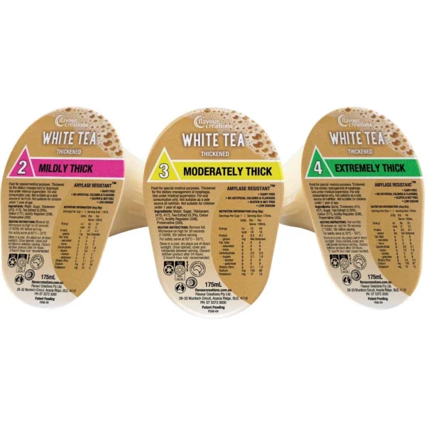 Flavour Creations White Tea Thickened Drink 175mL, Box of 24 - All Types