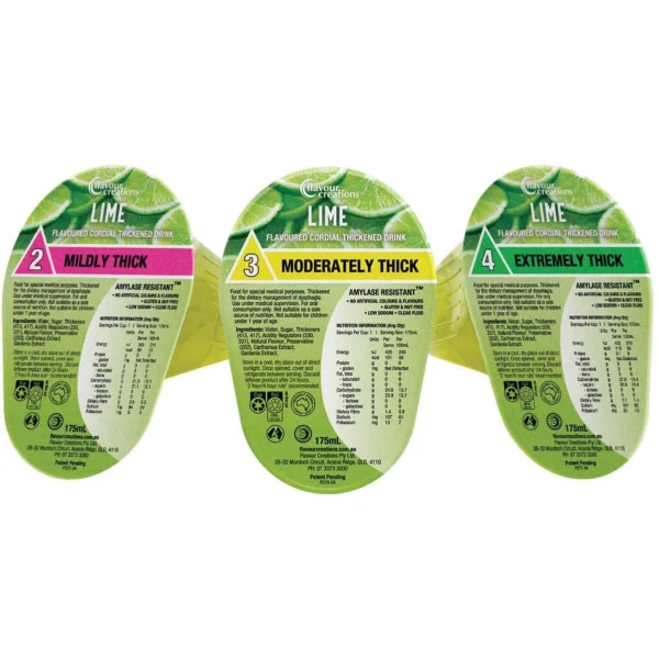 Flavour Creations Lime Cordial Drink, 175mL Dysphagia Cup RTD, Box of 24 - All Types
