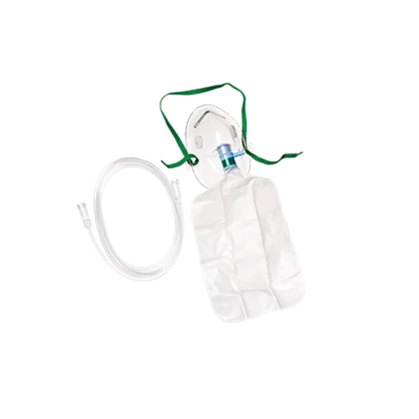 Mdevices Oxygen Mask with Reservoir Bag -Non-Rebreathing - Elongated Shape -2.1m Tubing -Adult, Box of 50 (AN062003NS)