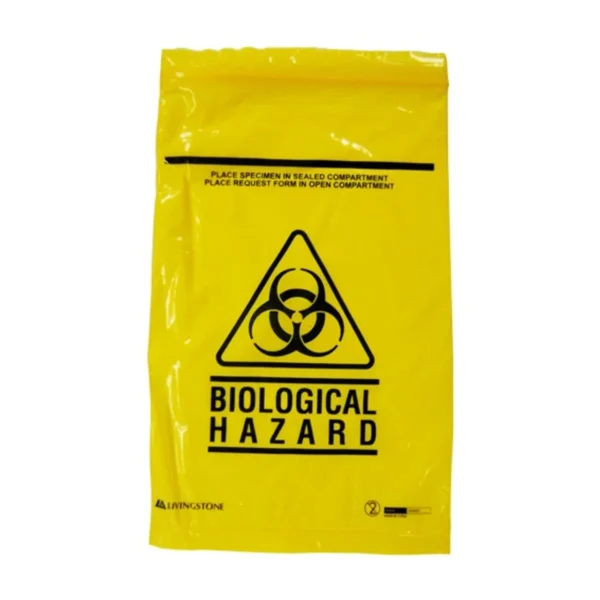Livingstone Biohazard Specimen Bag, 16 x 24.5cm, 3-Ply, 100pcs / Pack (BHSB3Y-100)