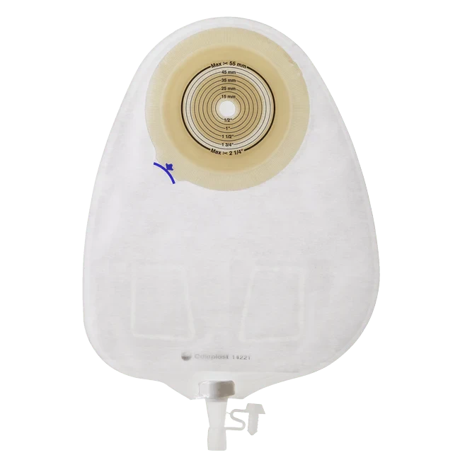 2026-03-13-69b2f87fb8d2b.webp Coloplast Alterna Urostomy 1 Piece Flat Multi-chamber, Maxi 470ml, Cut to Fit 10-55mm, White (14221) Box of 20 - Image 1