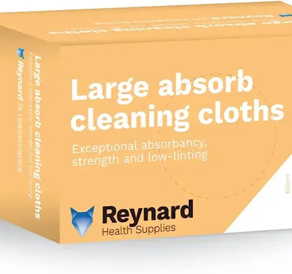 Reynard Absorb Cleaning Cloths for Use in Central Sterilising Units & Operating Theatre, White, 35 x 35 cm - Box of 100