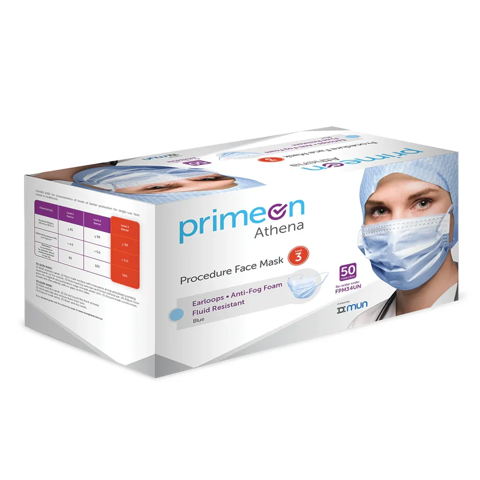 2026-03-13-69b313bca4e7b.webp PrimeOn Athena Level 3 Surgical Face Mask - Box of 50 - Image 1