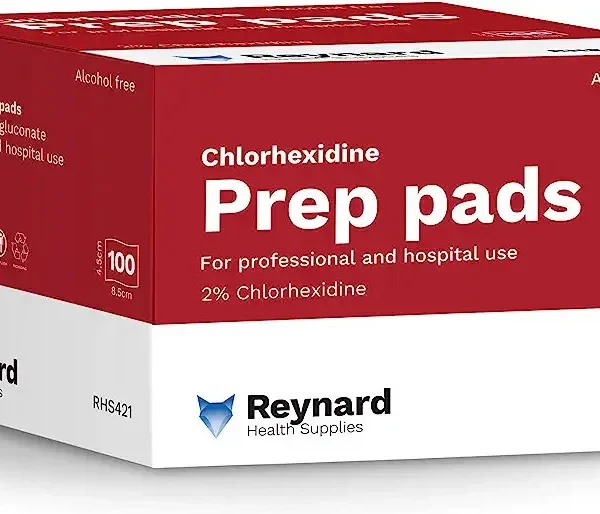 Reynard Premium 2% Chlorhexidine Prep Pad, Alcohol Free, Individually Sealed, White, 4.5cm x 8.5cm (HN-RHS421JK)