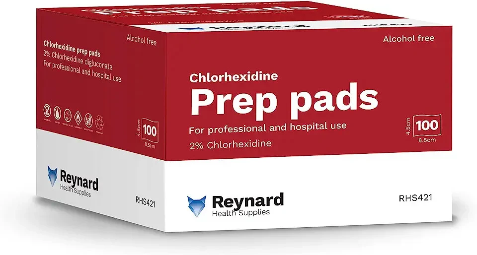 2026-03-13-69b3158017450.webp Reynard Premium 2% Chlorhexidine Prep Pad, Alcohol Free, Individually Sealed, White, 4.5cm x 8.5cm (HN-RHS421JK) - Image 1