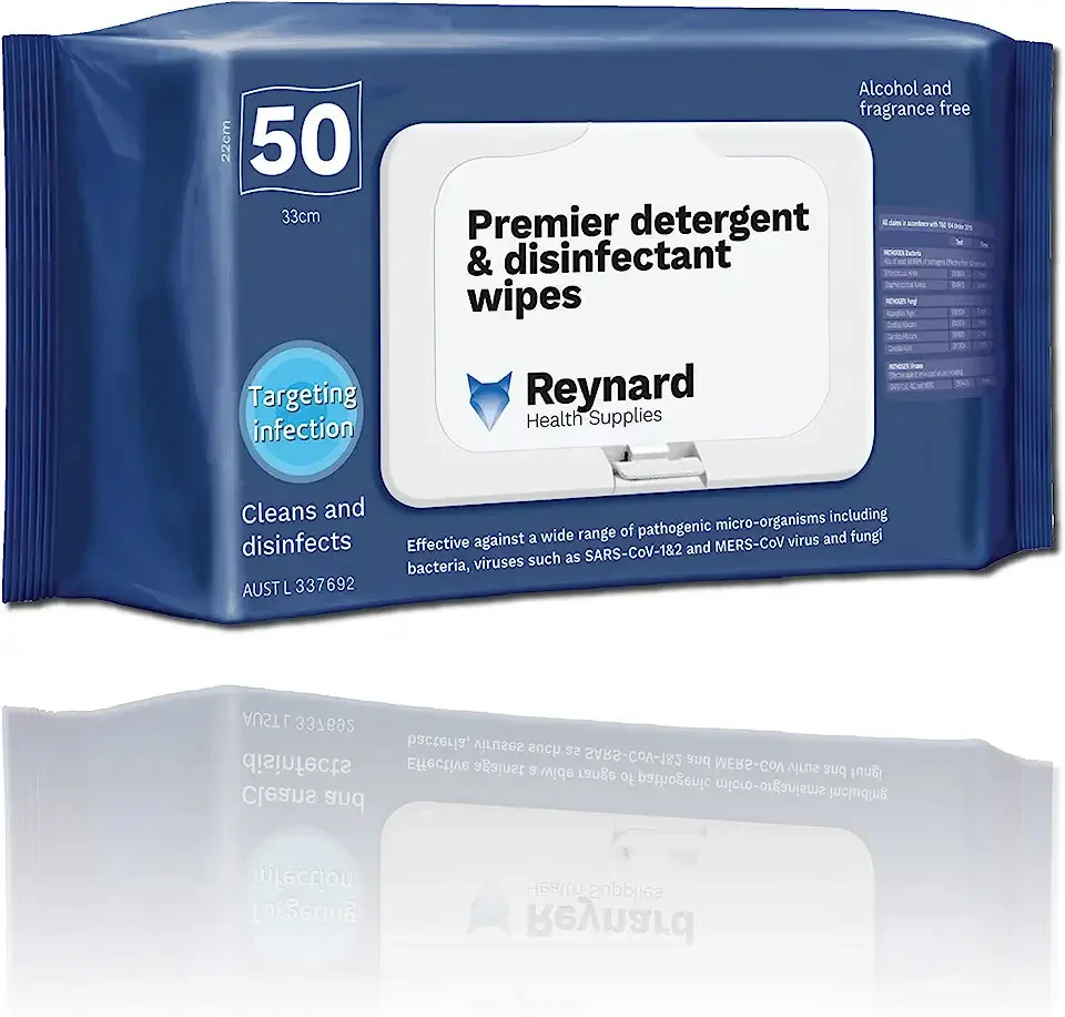 2026-03-13-69b3292f1b6d0.webp Reynard Premier Detergent & Disinfectant Wipes, Kill SARS-CoV-1&2 in 30 secs (RHS216) - Image 1