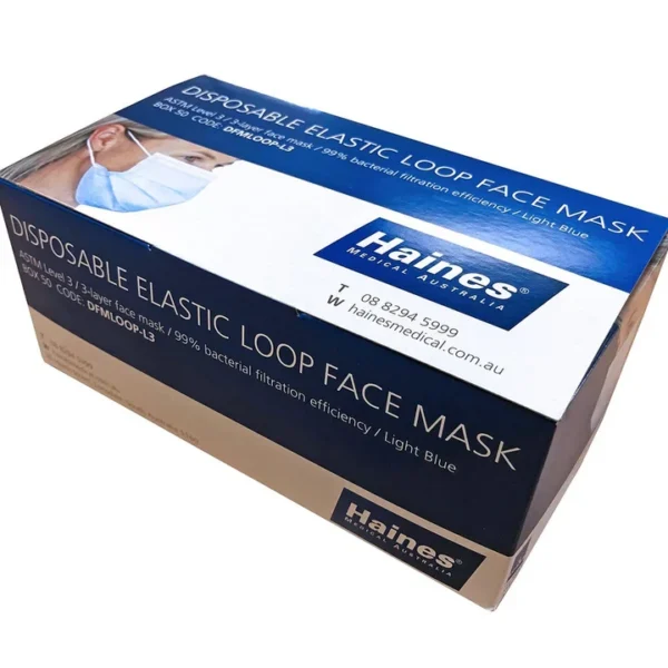 Elastic Loop Mask Level 2 Light Blue, Box of 1000 (Box 1000 with 20 inner boxes of 50 masks) - DFMLOOP