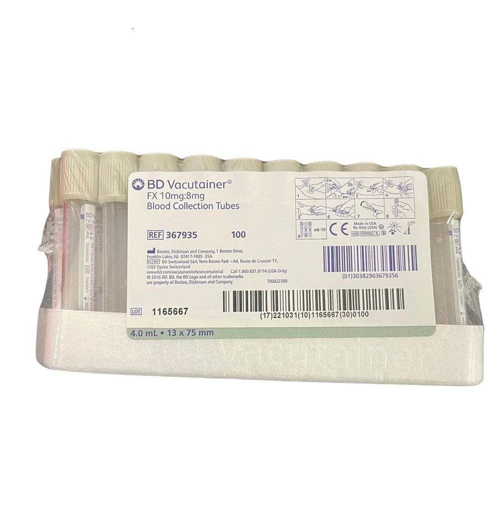 2026-03-14-69b47ac1f10c0.webp BD Vacutainer Blood Collection Tubes 13 x 75mm, 4ml FX 10mg:8mg Grey 367935 - Box of 100 - Image 1