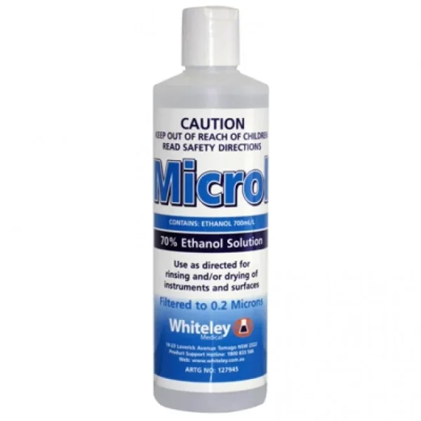 Whiteley Microl 70% Ethanol Untinted 500mL, Each (130192)